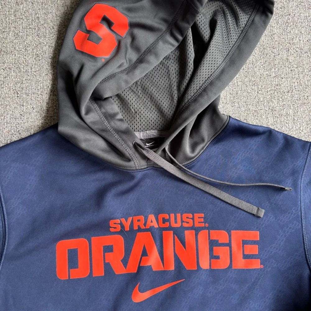 Syracuse Nike Hoodie Mens S Navy Orange NCAA Basketball Football Therma-FIT